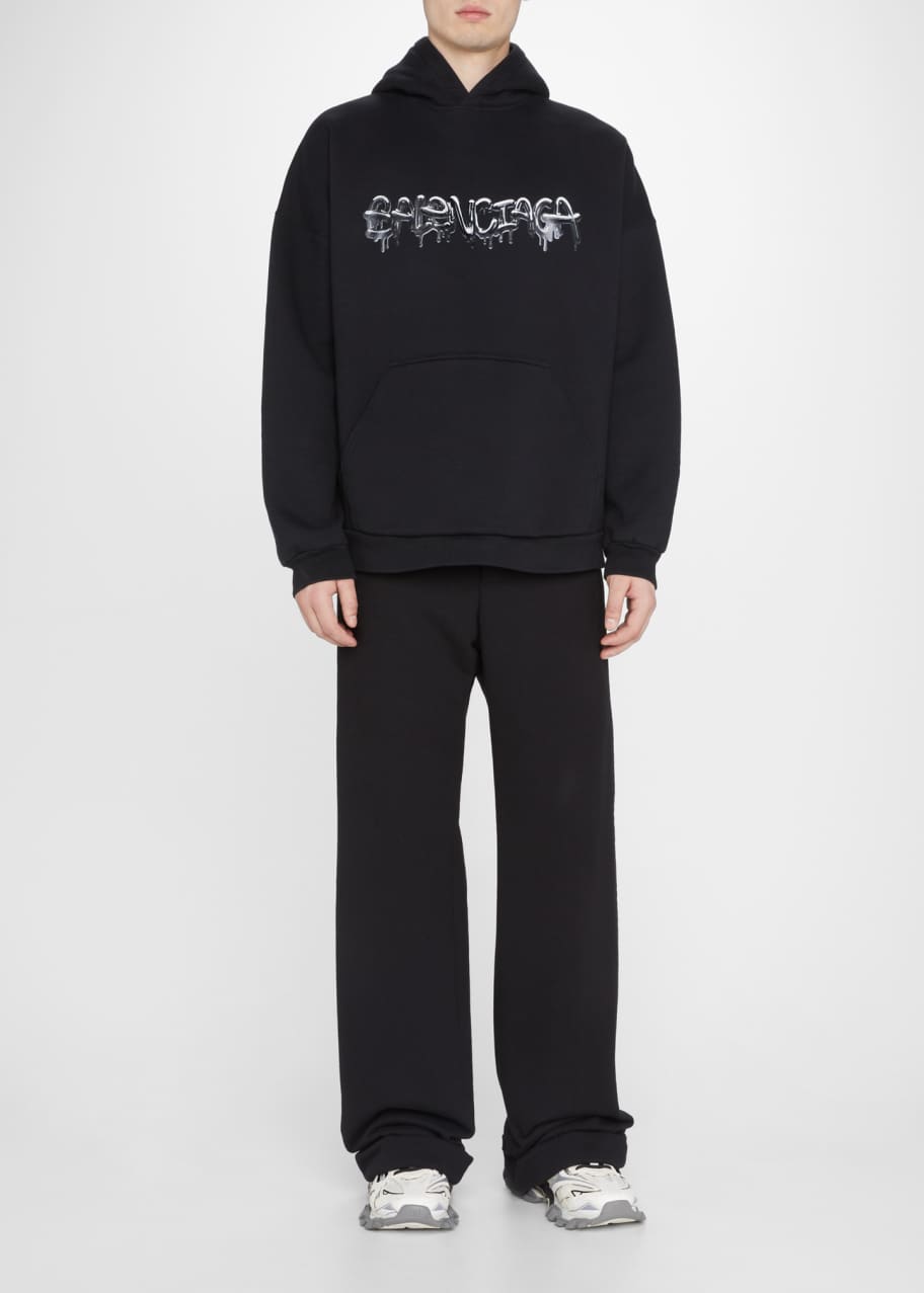 Balenciaga Men's Slime Logo Wide-Fit Hoodie - Bergdorf Goodman