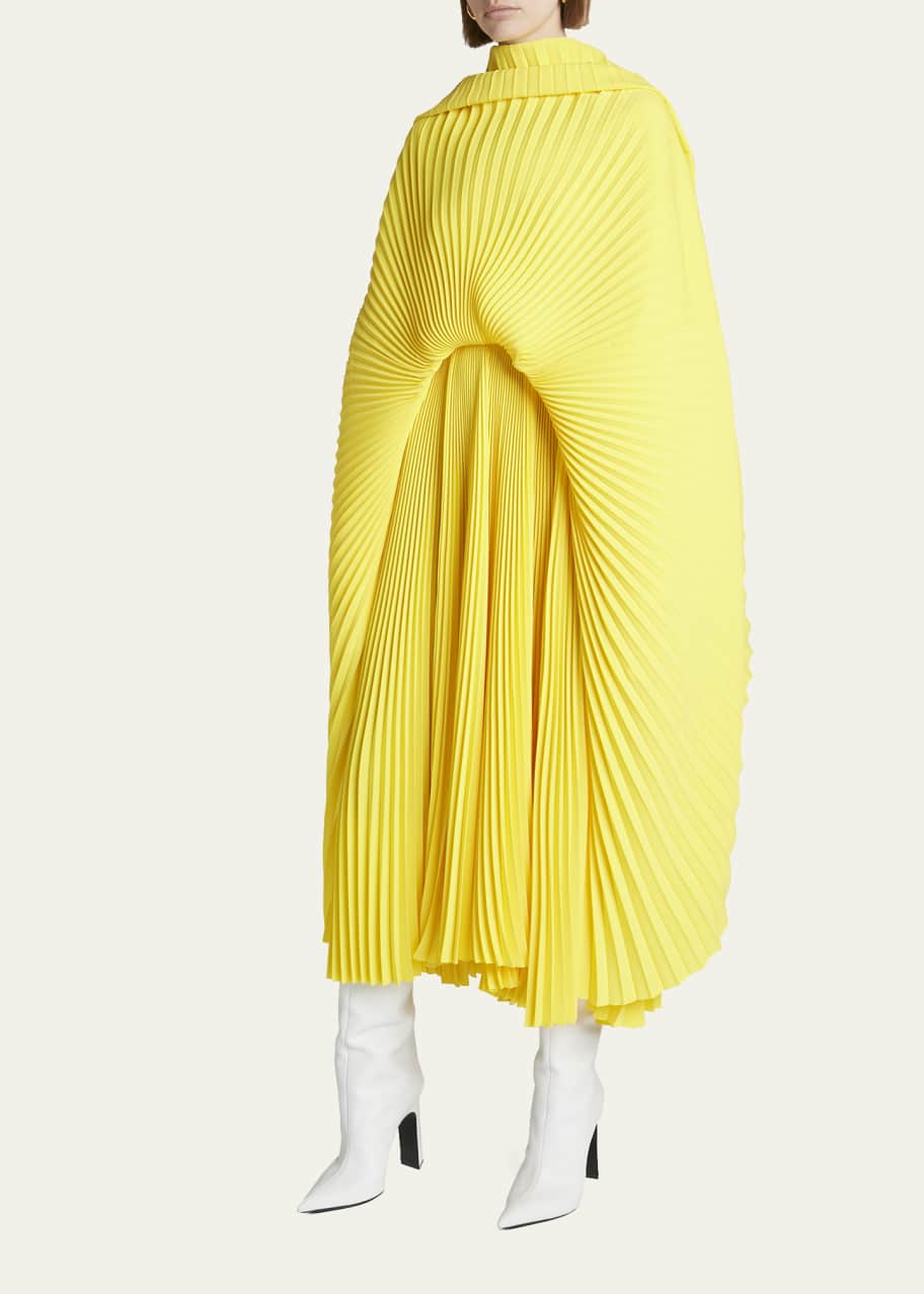 Balenciaga Pleated Drape Crepe Midi Dress - Bergdorf Goodman