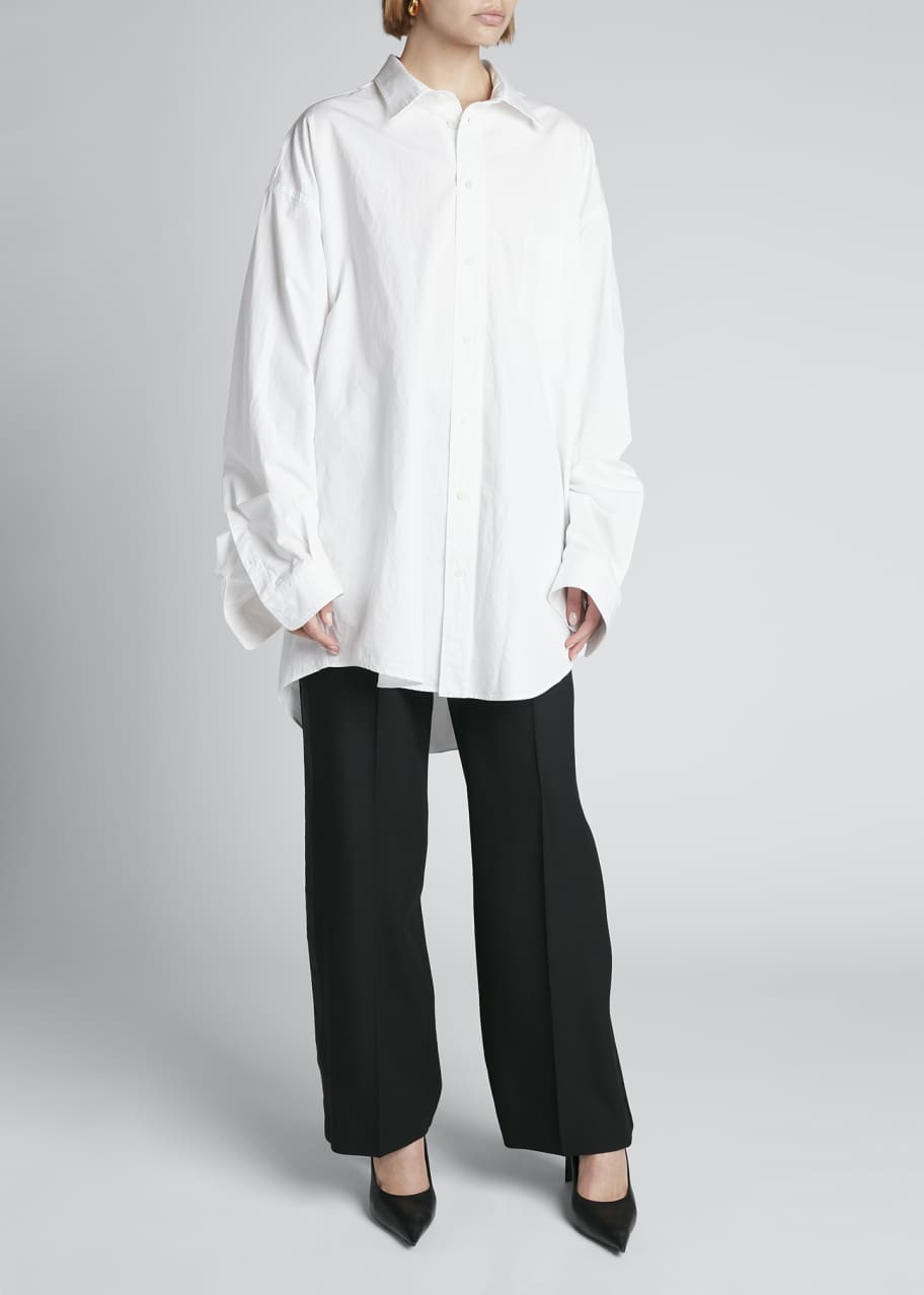 Balenciaga Back Slit Oversized Button Down Poplin Shirt Bergdorf Goodman