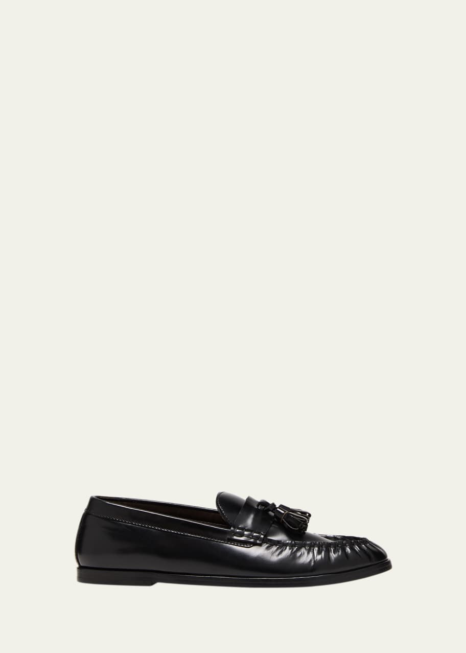 Image 1 of 1: Calfskin Tassel Boyfriend Loafers