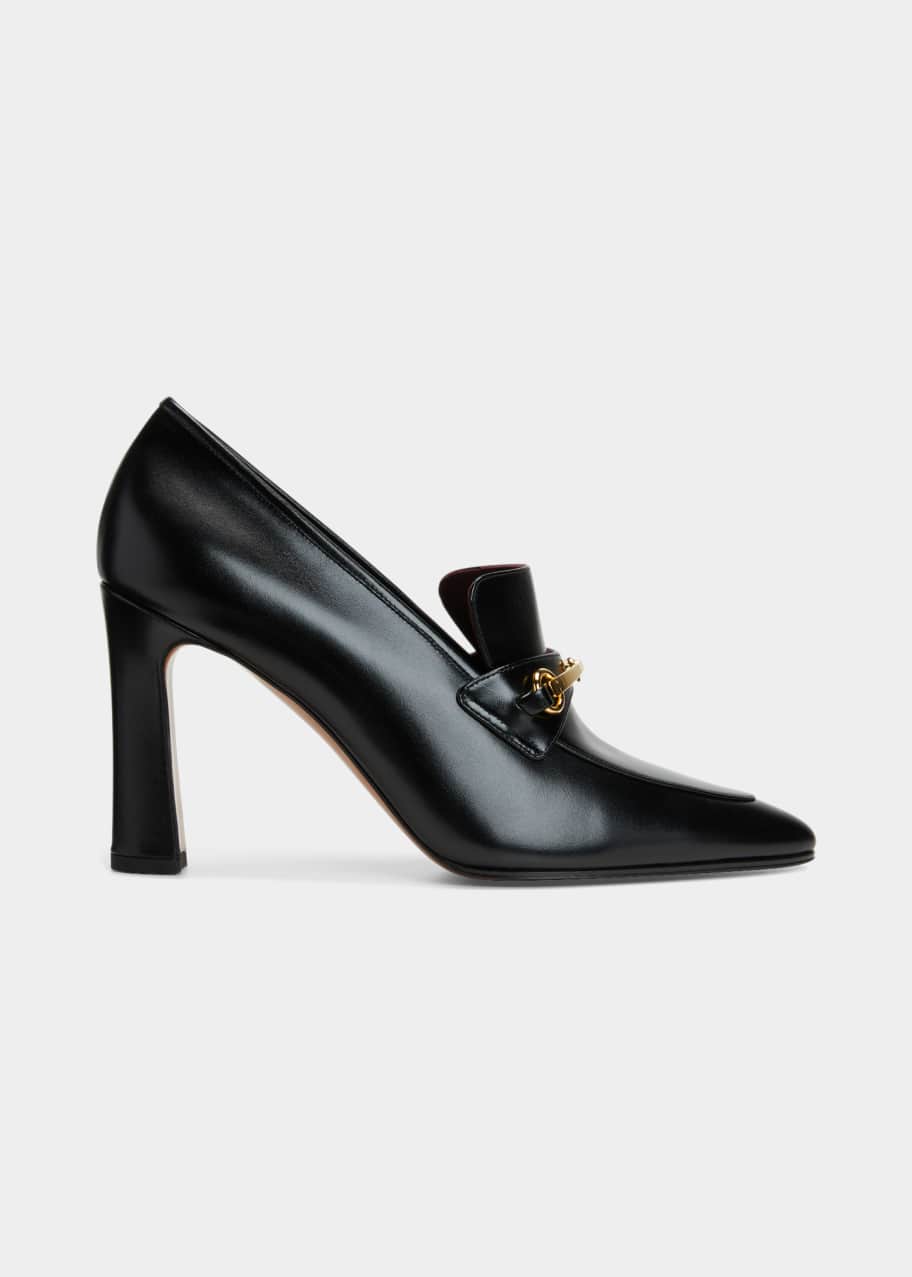 Calfskin Chain Heeled Loafers