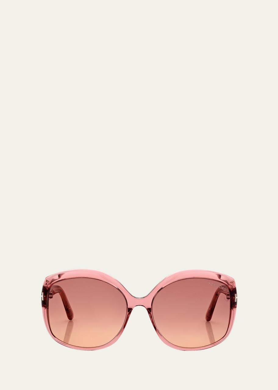 TOM FORD Chiara Round Plastic Sunglasses - Bergdorf Goodman display picture 3