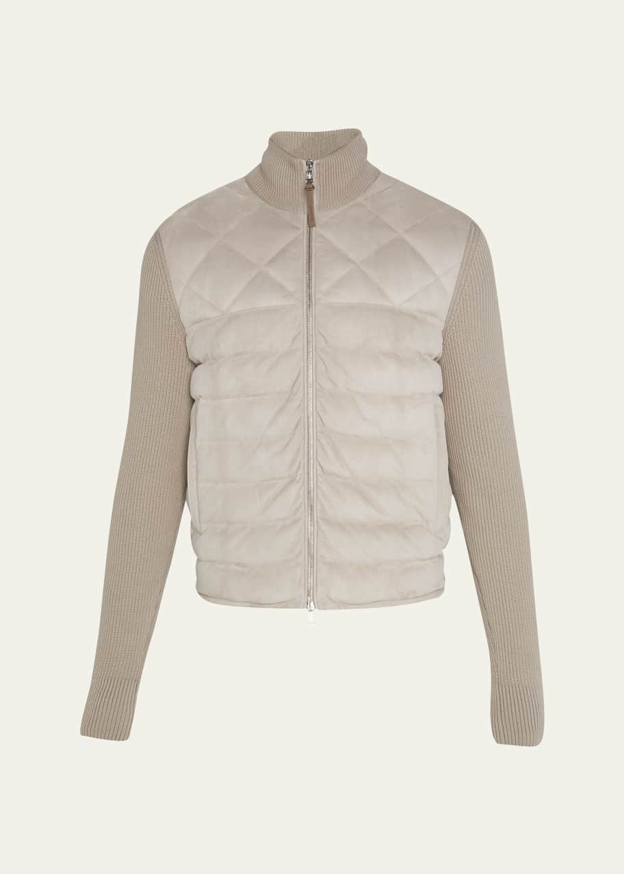 Moncler quilted down & knit cardigan sale