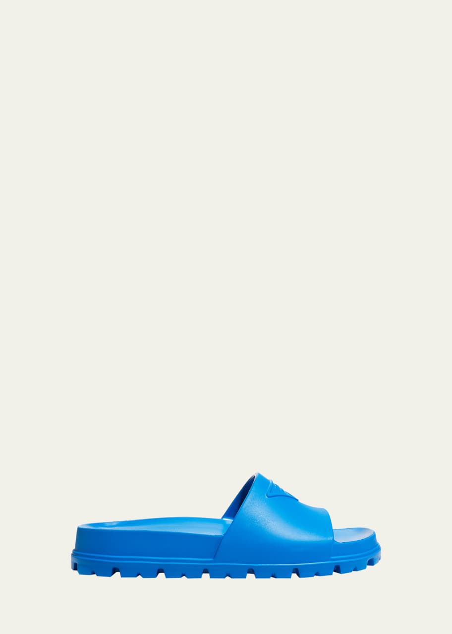 Prada Rubber Logo Pool Sandals - Bergdorf Goodman