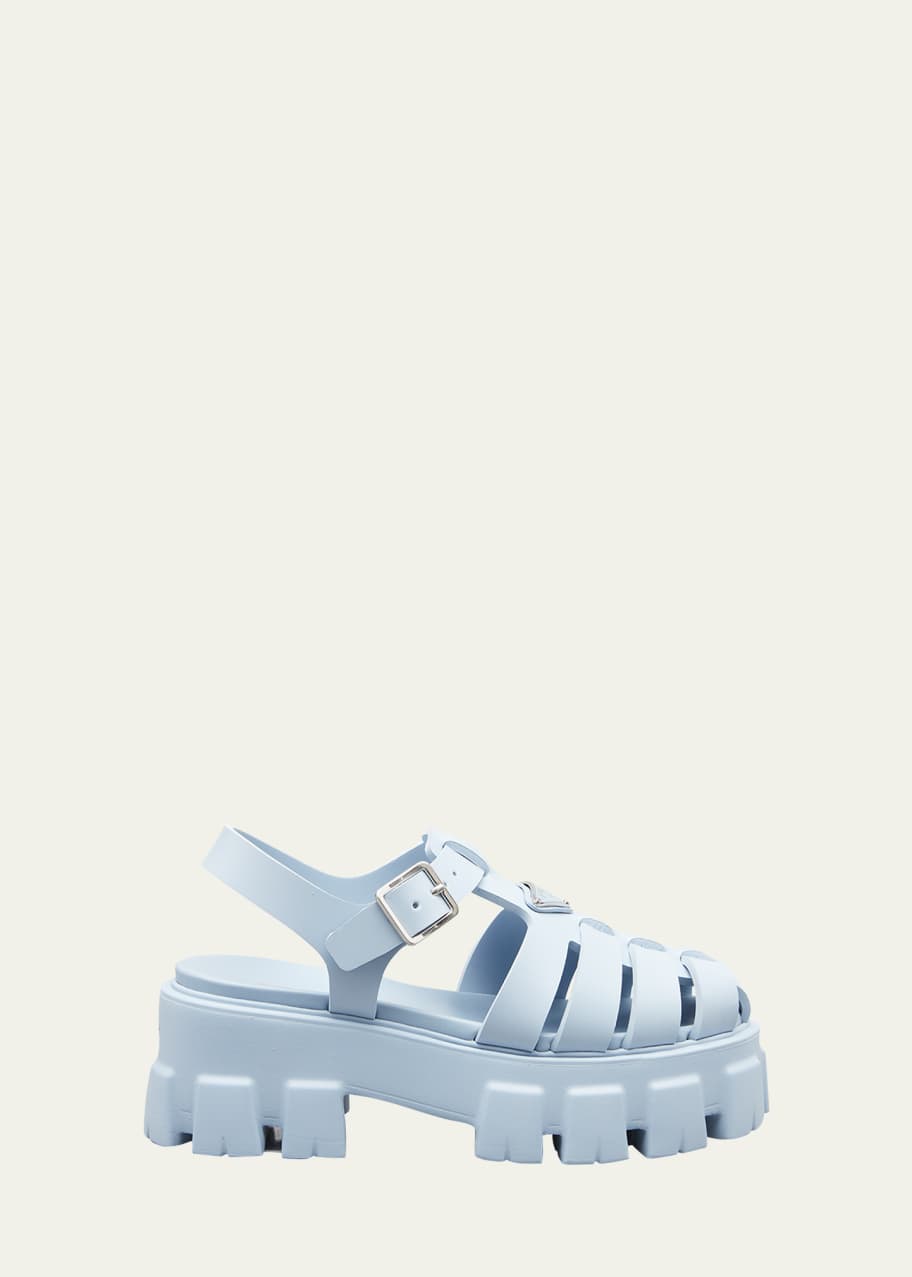 Prada Rubber Logo Chunky-Sole Fisherman Sandals - Bergdorf Goodman