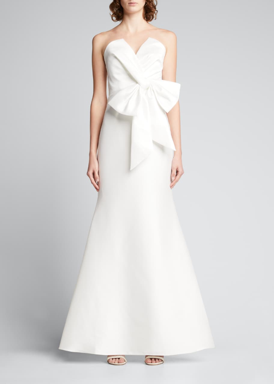 badgley mischka mikado strapless bow gown