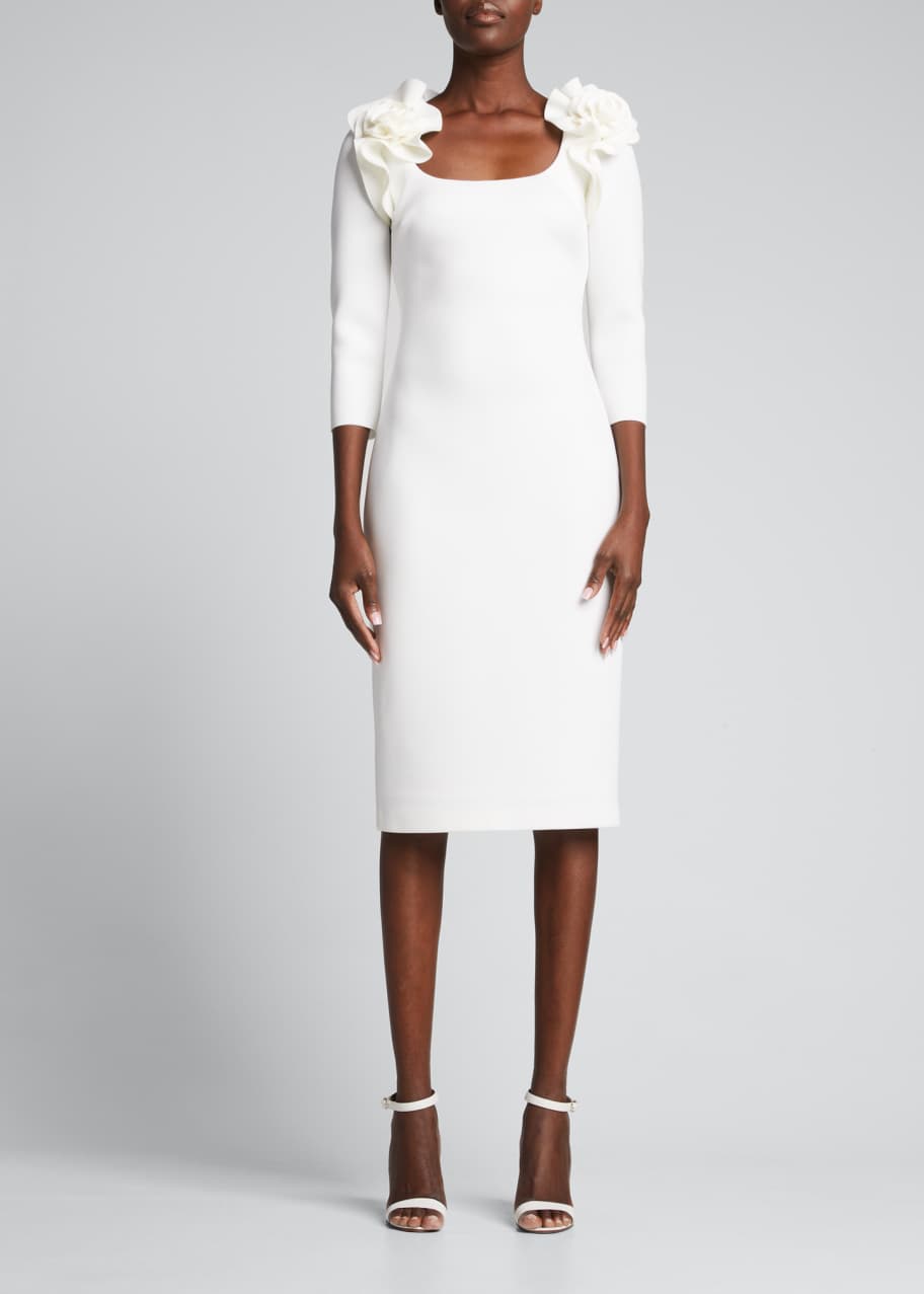 white christmas dresses Black silk scuba dress featuring a cape main image 0