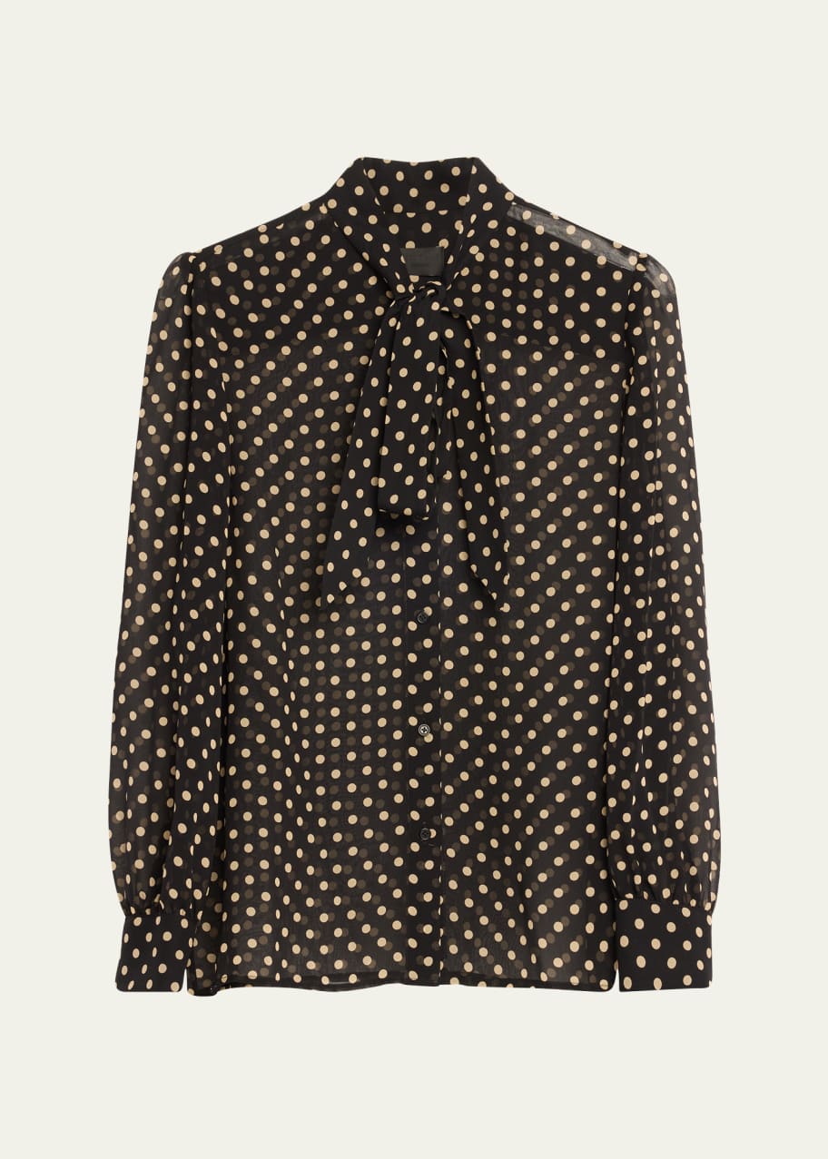 Image 1 of 1: Carina Scarf-Neck Silk Top