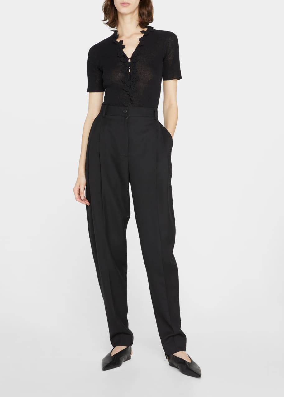 Jil Sander Floral Applique Short-Sleeve Sweater - Bergdorf Goodman