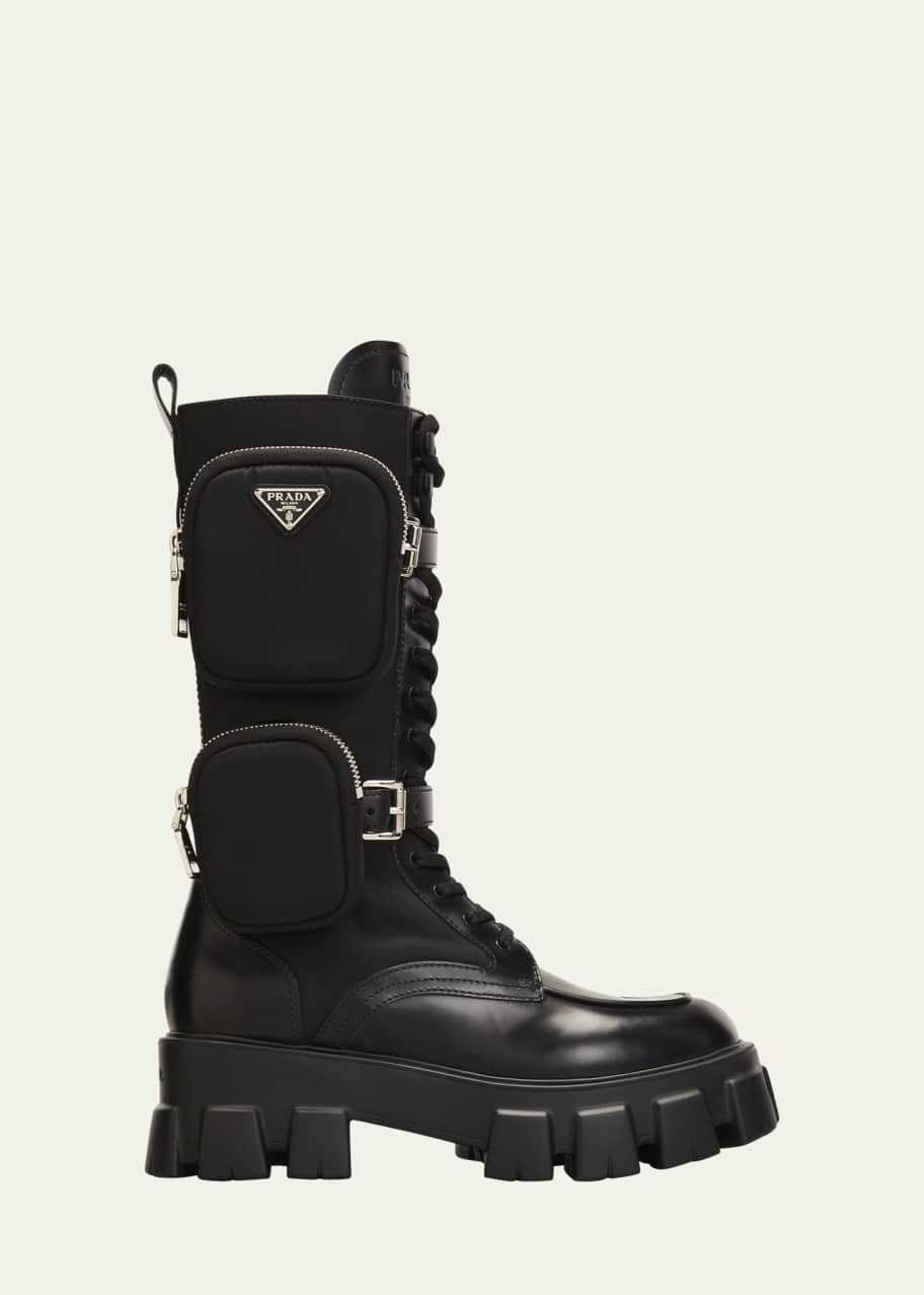 Prada combat sales boots with pouch