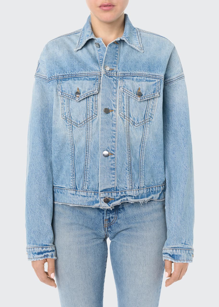 Distressed Denim Oversized Trucker Jacket