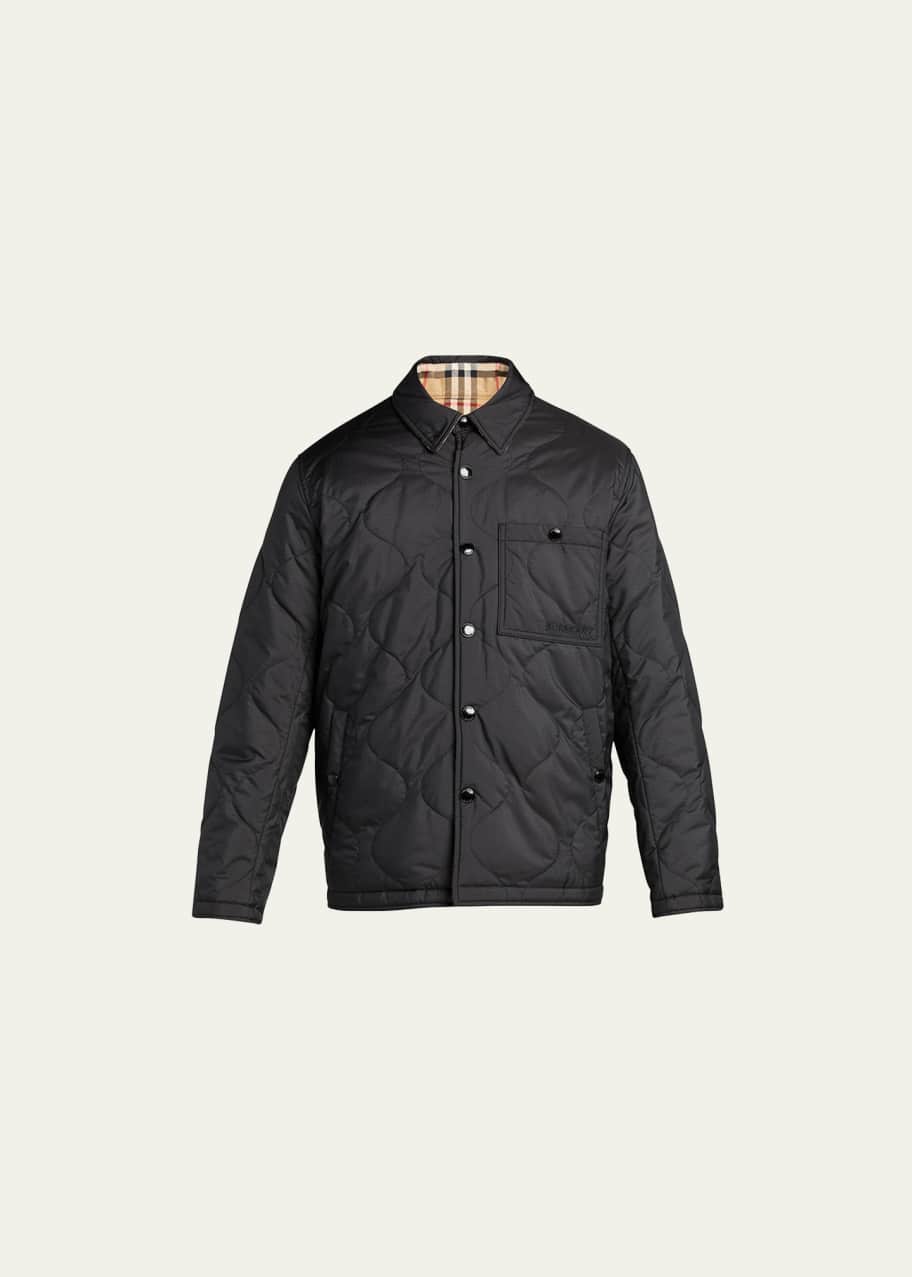 Burberry Men's Francis Reversible Check Thermoregulated Overshirt