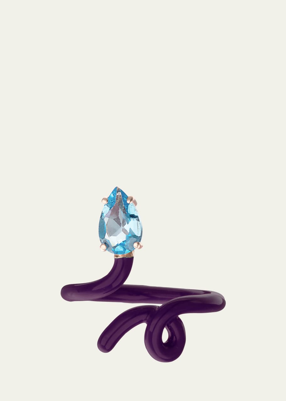 Image 1 of 1: Baby Vine Ring in Purple Enamel and Blue Topaz