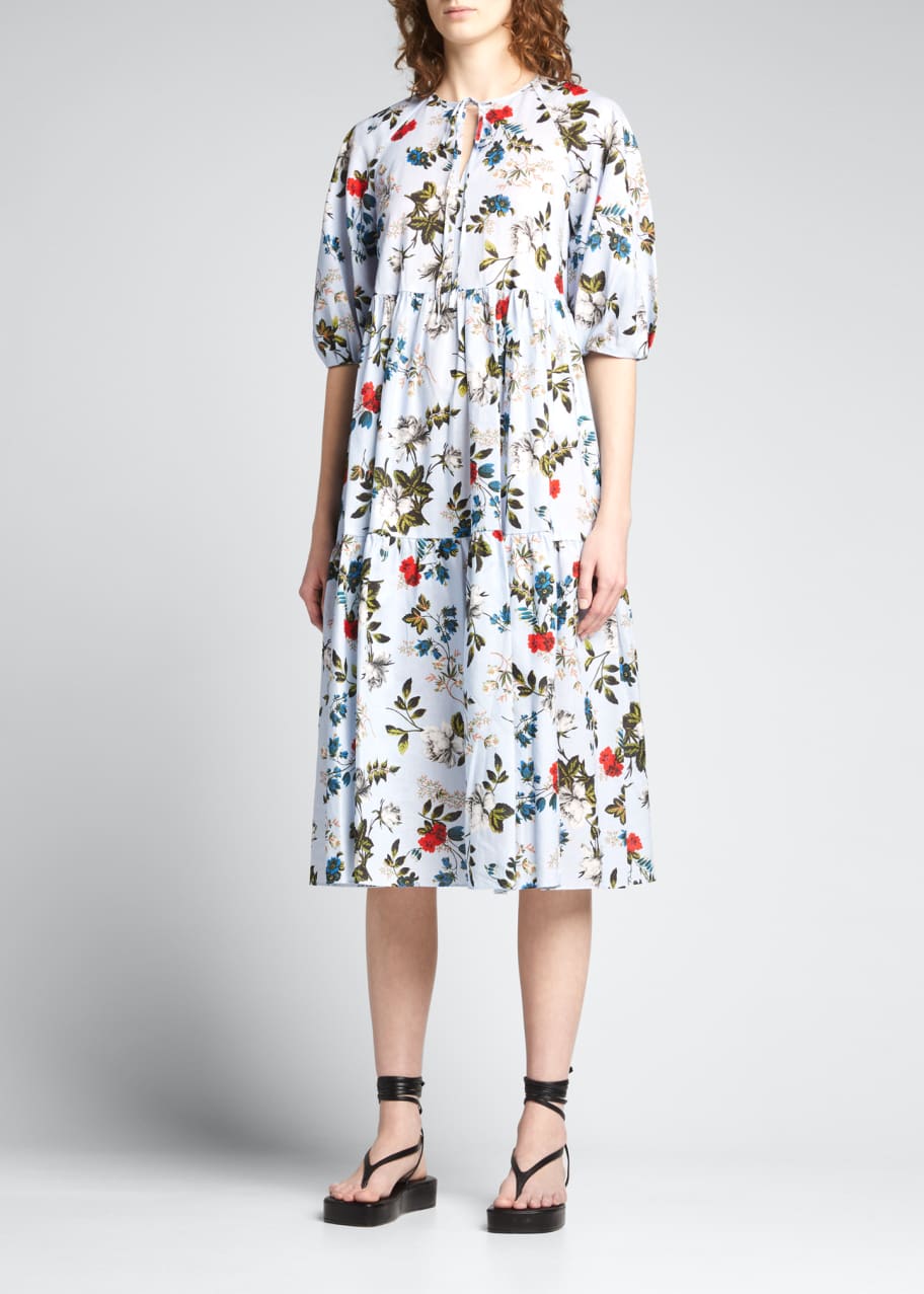 knee length dresses for ladies Dusty Blue Babydoll Midi-Dress main image 1