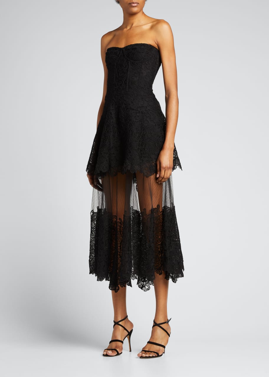 SIMKHAI Harlow Lace Bustier Midi Dress - Bergdorf Goodman