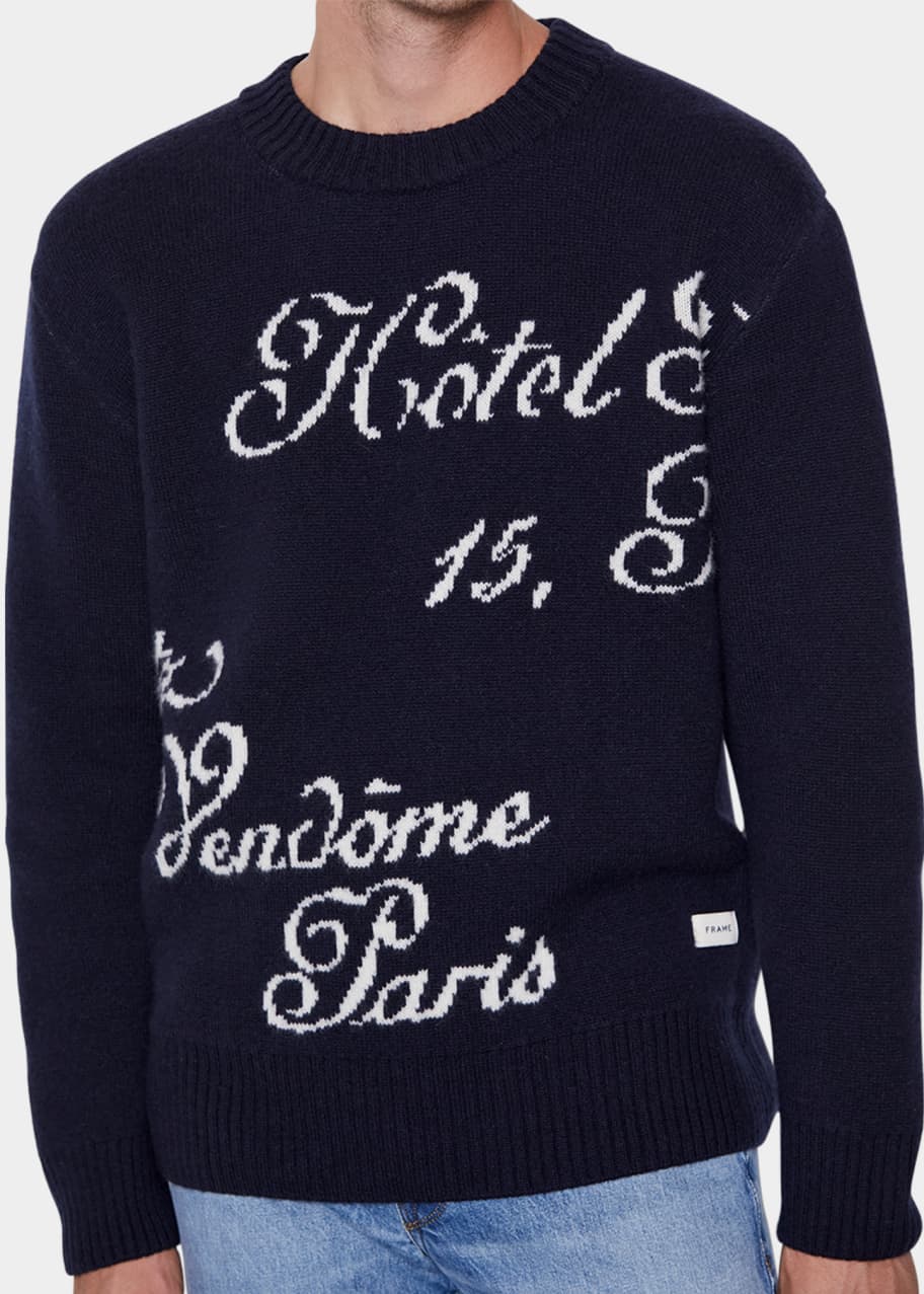 FRAME x Ritz Paris Men's Knit Lettering Sweater - Bergdorf Goodman