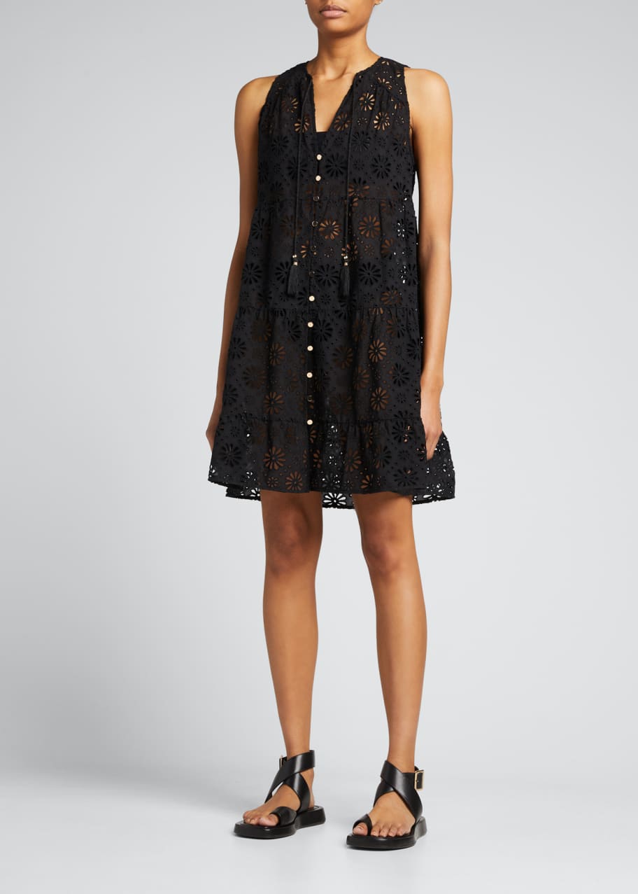 Shoshanna Virgo Laser-Cut Mini Coverup Dress - Bergdorf Goodman