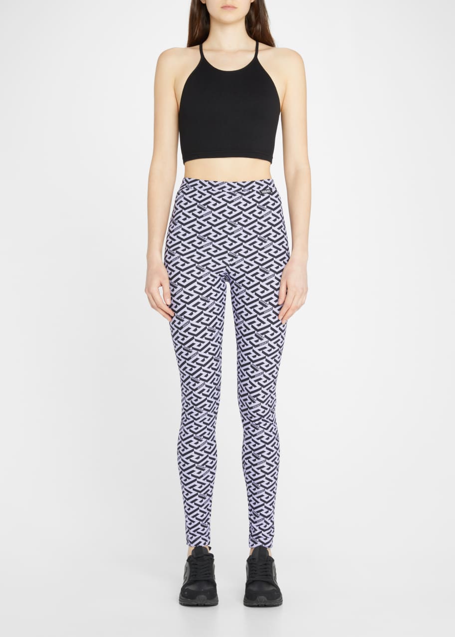 Versace Greca-Print Leggings Bergdorf Goodman
