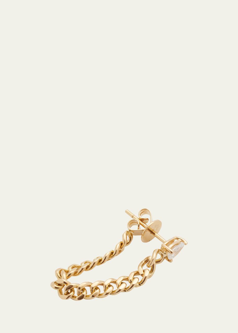 Anita Ko 18k Gold Cuban Link Loop Single Earring with Pear Diamond Stud ...