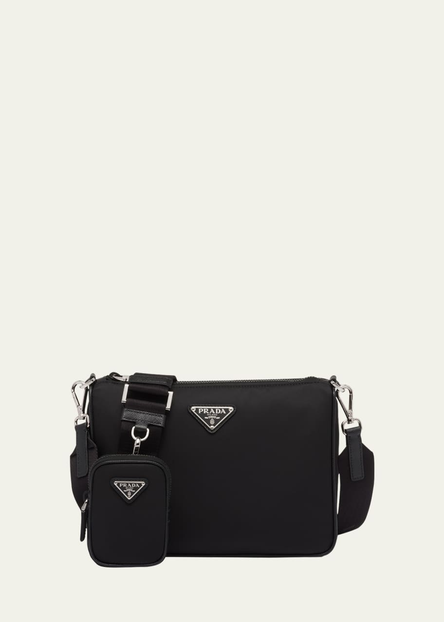 【PRADA】NYLON CROSSBODY BAG Prada Womens Tessuto Nylon Black Camera Bag Crossbody 1BH089