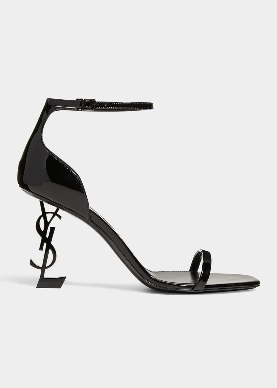 Saint Laurent Opyum YSL Patent Ankle-Strap Sandals - Bergdorf Goodman