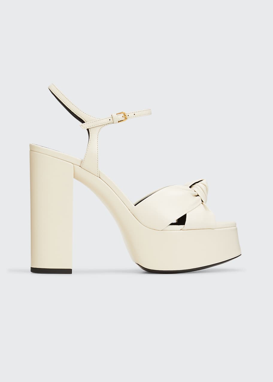 Saint Laurent Bianca Knotted Leather Ankle-Strap Sandals - Bergdorf Goodman