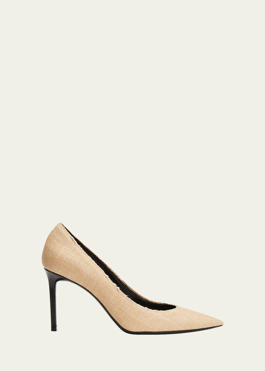 Saint Laurent Anja Raffia Stiletto Pumps - Bergdorf Goodman