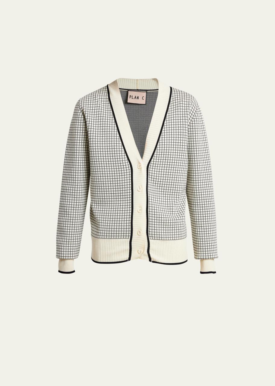 Plan C Check Pattern Cardigan - Bergdorf Goodman