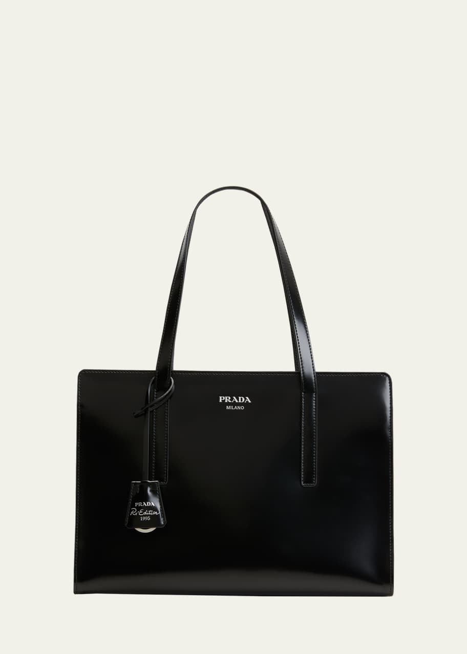 Re Edition 1995 Medium Leather Tote Bag in Beige - Prada