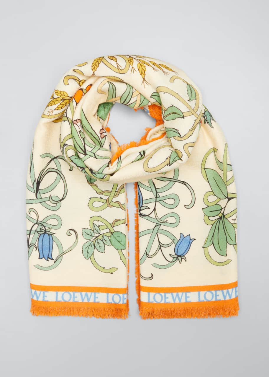 スカーフ FLORAL PRINT ANAGRAM SCARF Loewe Anagram Herbarium-Print Scarf - Bergdorf Goodman