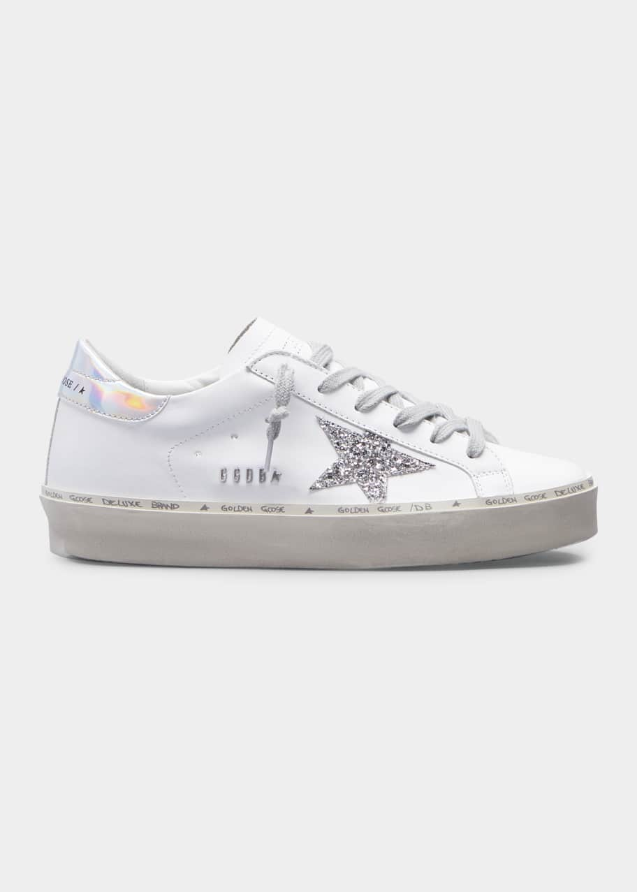 Golden Goose Hi Star Leather Sneakers with Glitter Star Mirror Heel ...