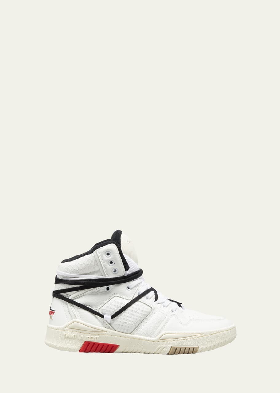 Saint Laurent Men's Cure 05 Lace-Wrapped High-Top Leather Sneakers