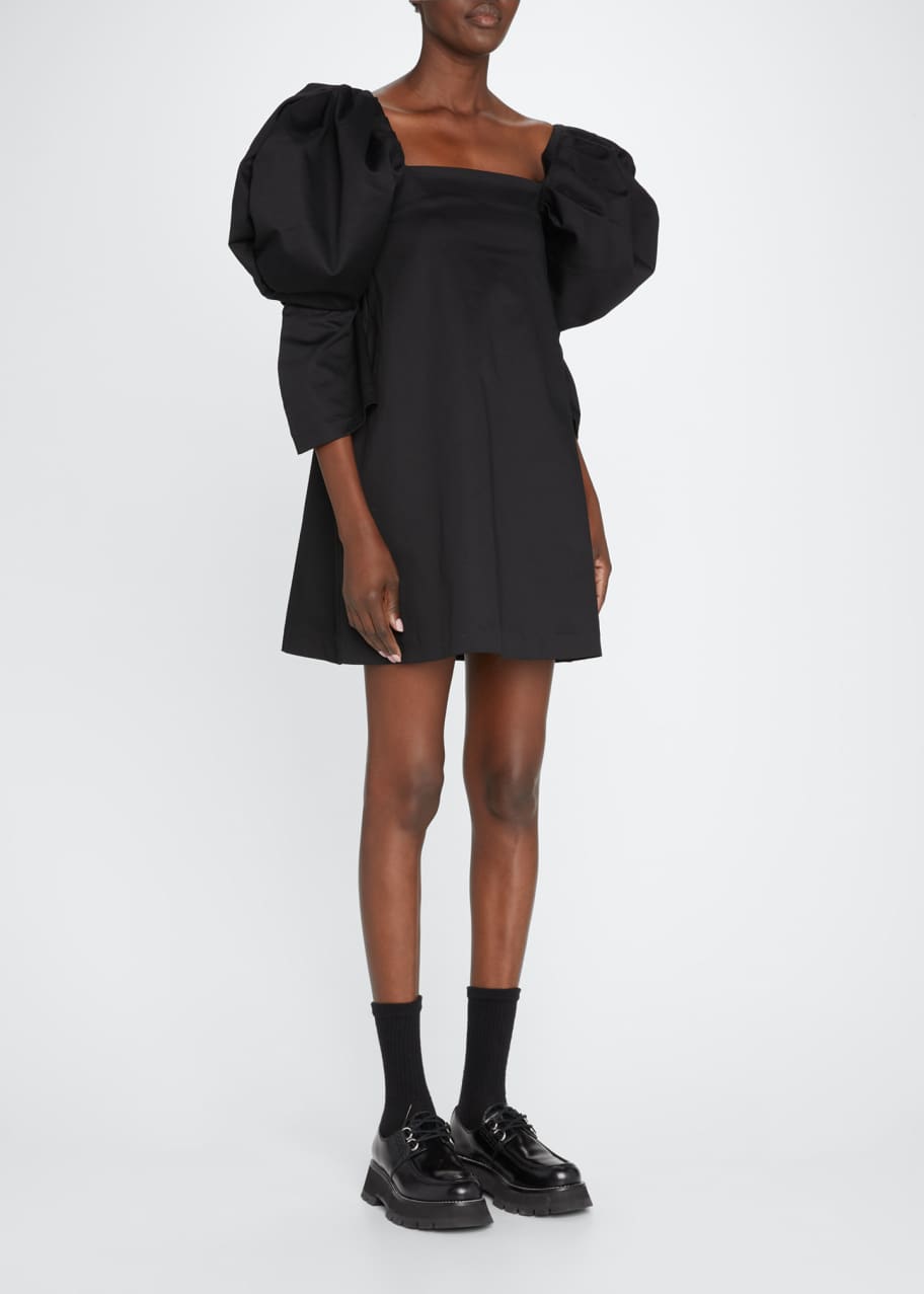 Kika Vargas Poplin Puff-Sleeve Mini Dress - Bergdorf Goodman