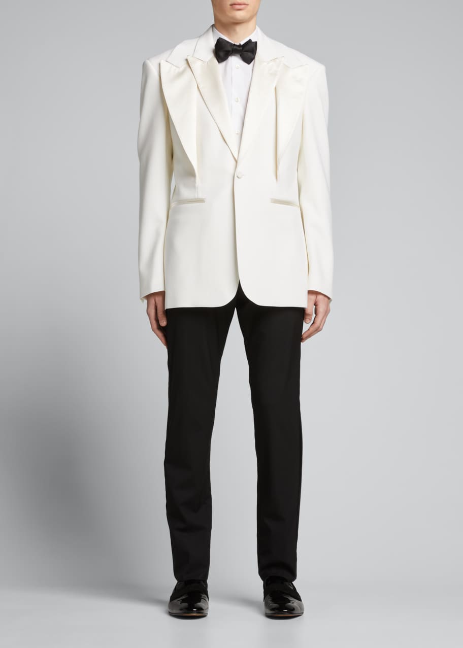 Men s Trompe L oeil Double Lapel Tuxedo Jacket