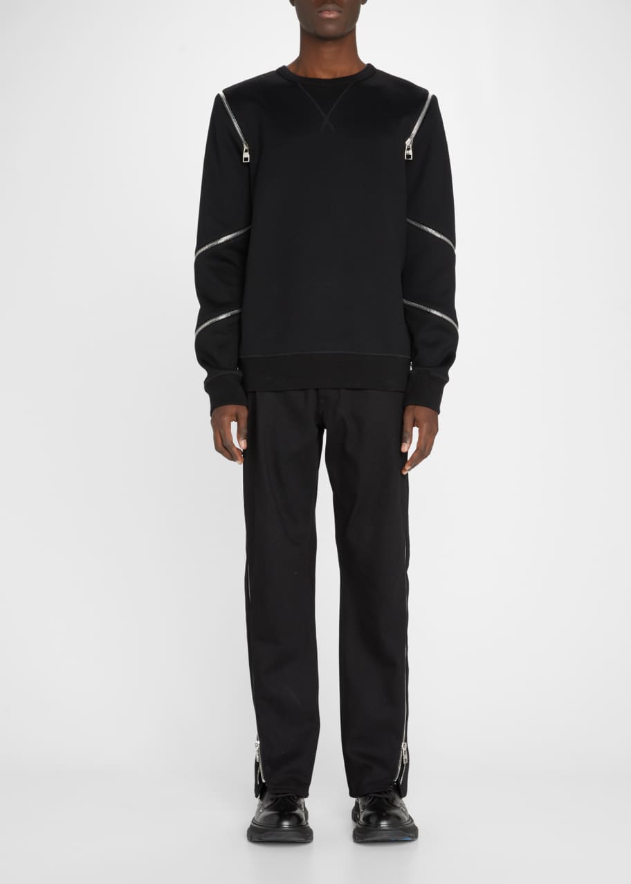 Alexander McQueen Men's Zippers Pullover Sweatshirt - Bergdorf Goodman
