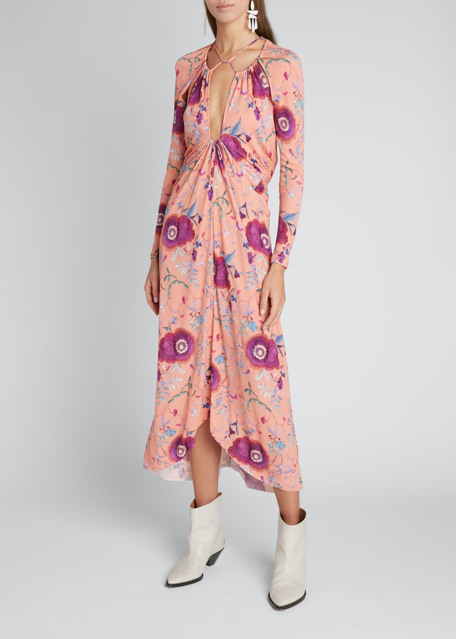 Isabel Marant Floral Halter Cutout Jersey Midi Dress - Bergdorf Goodman