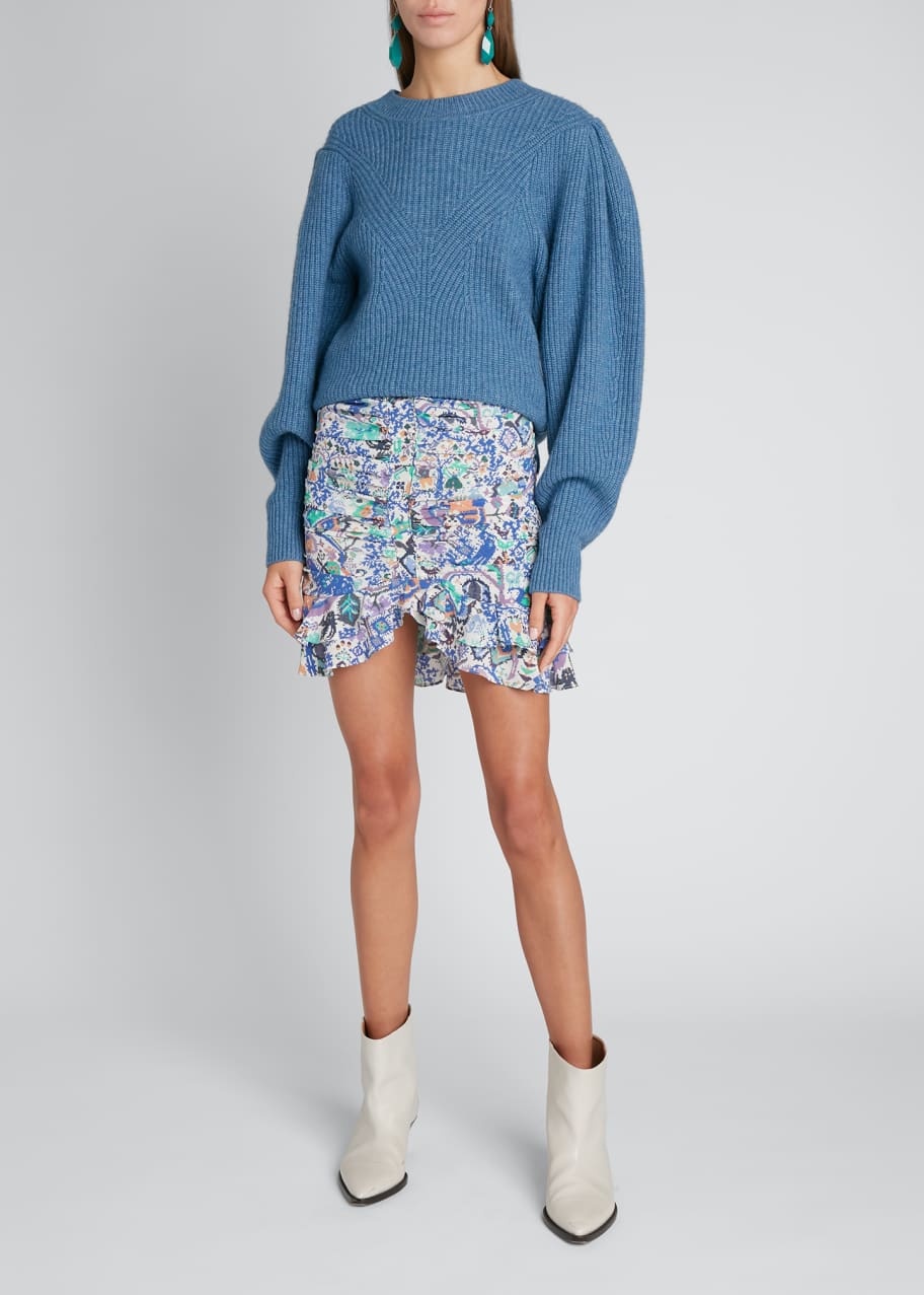 【送料&関税込】Isabel Marant Milendi Printed Silk Skirt Milendi ruffled silk-blend miniskirt in pink - Isabel Marant