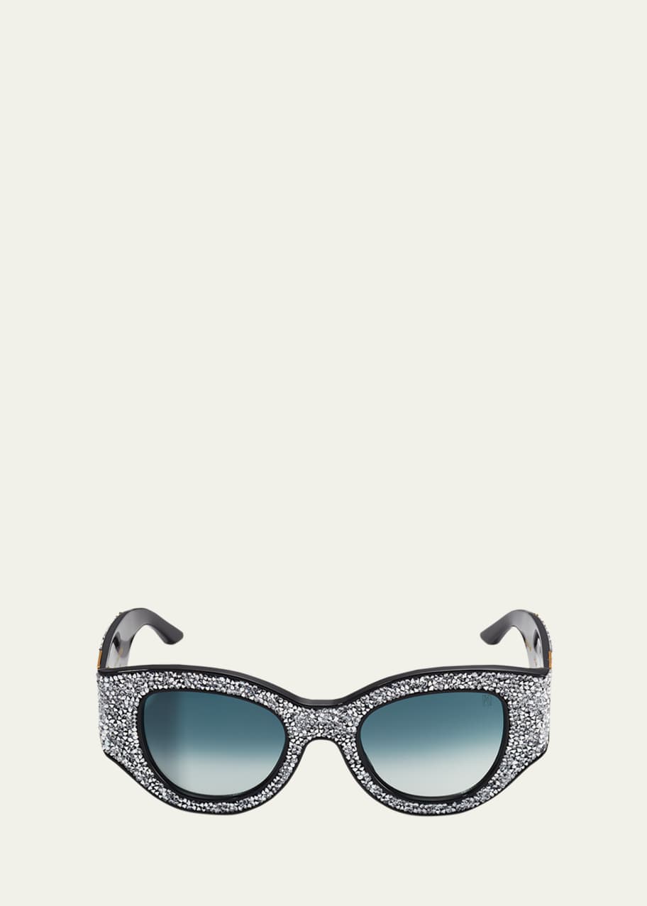 Anna Karin Karlsson Lucky Goes to Vegas Crystals Acetate Cat Eye Sunglasses Bergdorf Goodman
