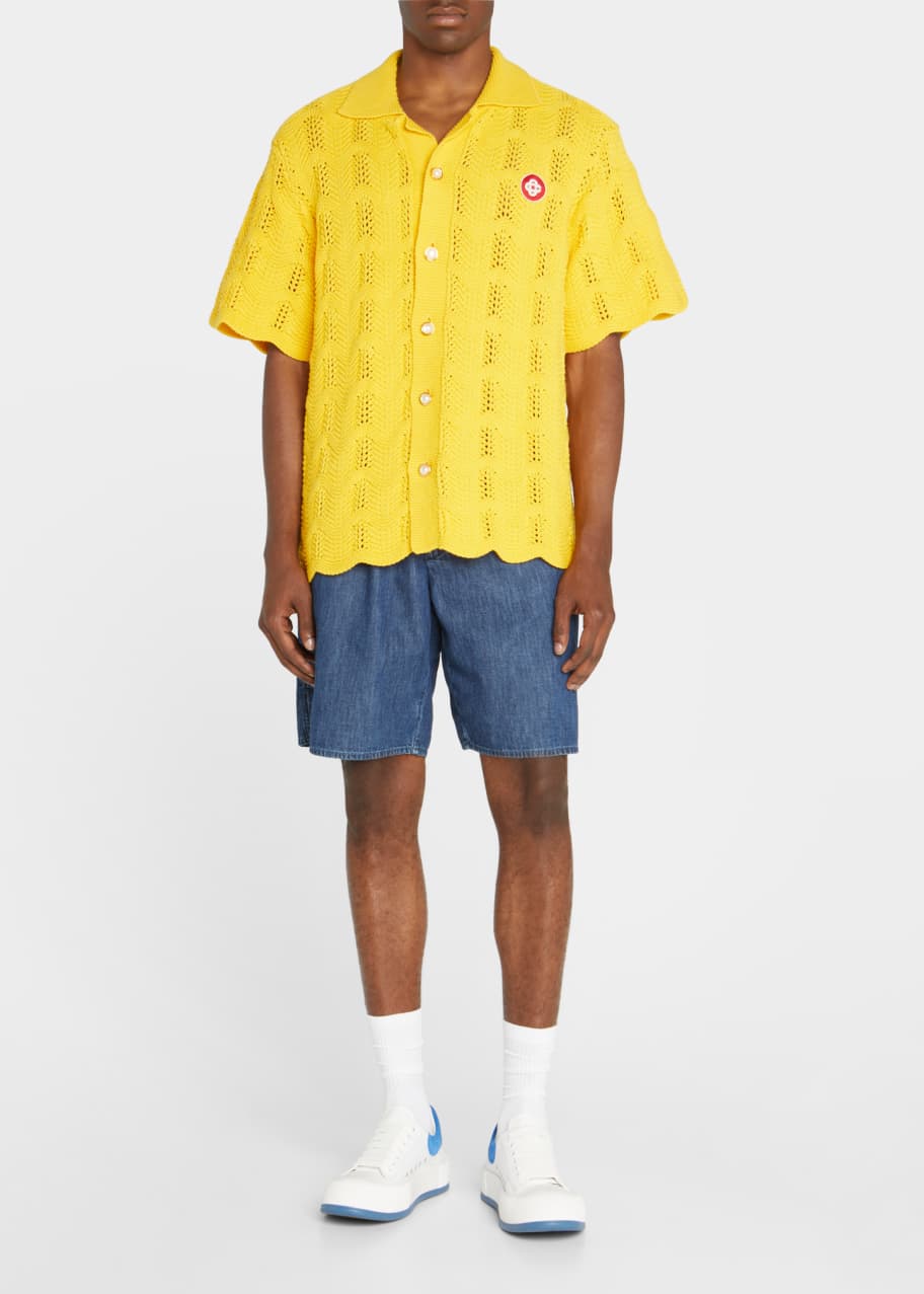 CASABLANCA Men's Crochet Polo Shirt Bergdorf Goodman