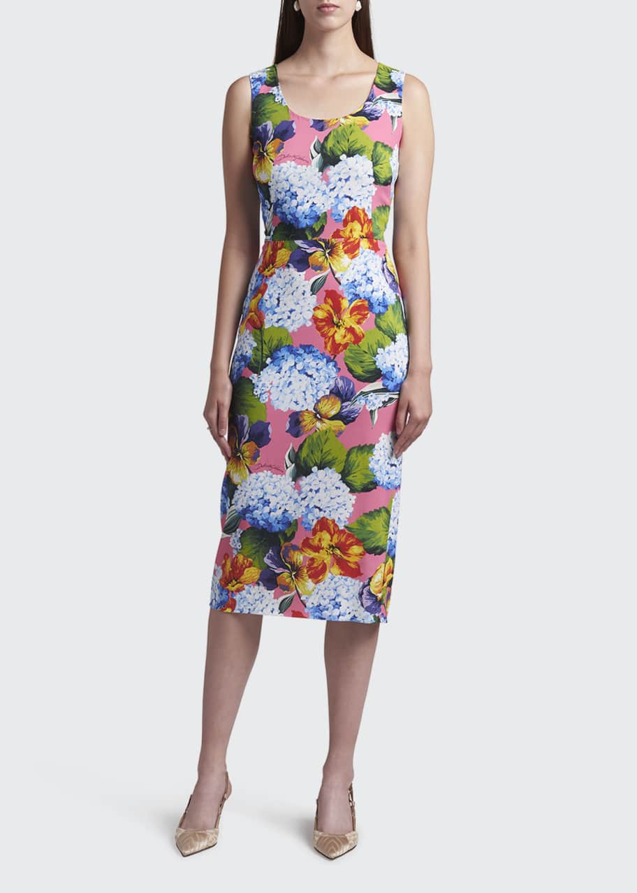 Dolce&Gabbana Floral-Print Cady Midi Sundress - Bergdorf Goodman