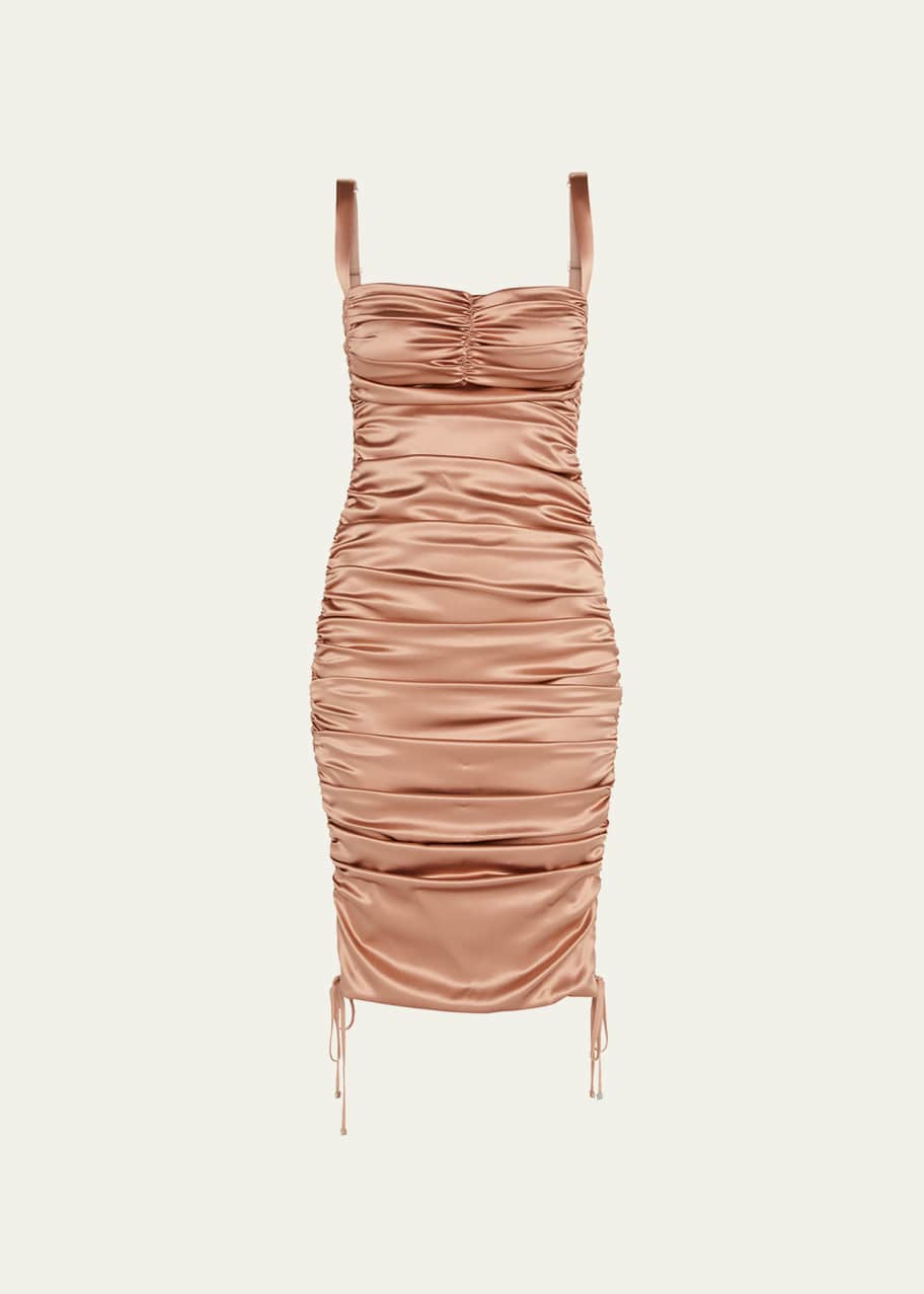 Dolce&Gabbana Lace-Up Side Ruched Silk Dress - Bergdorf Goodman