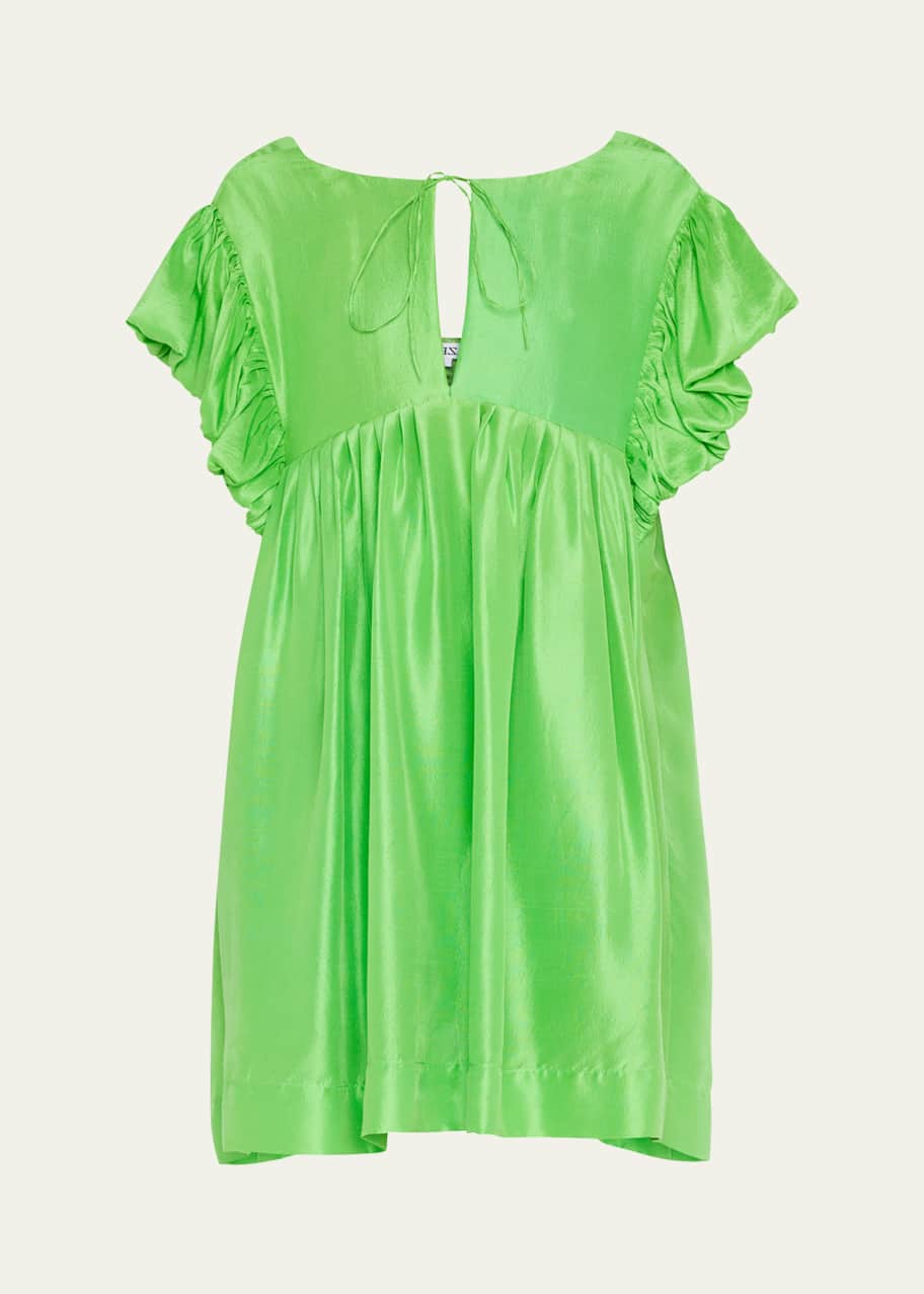 Image 1 of 1: Lane Silk Keyhole Mini Babydoll Dress