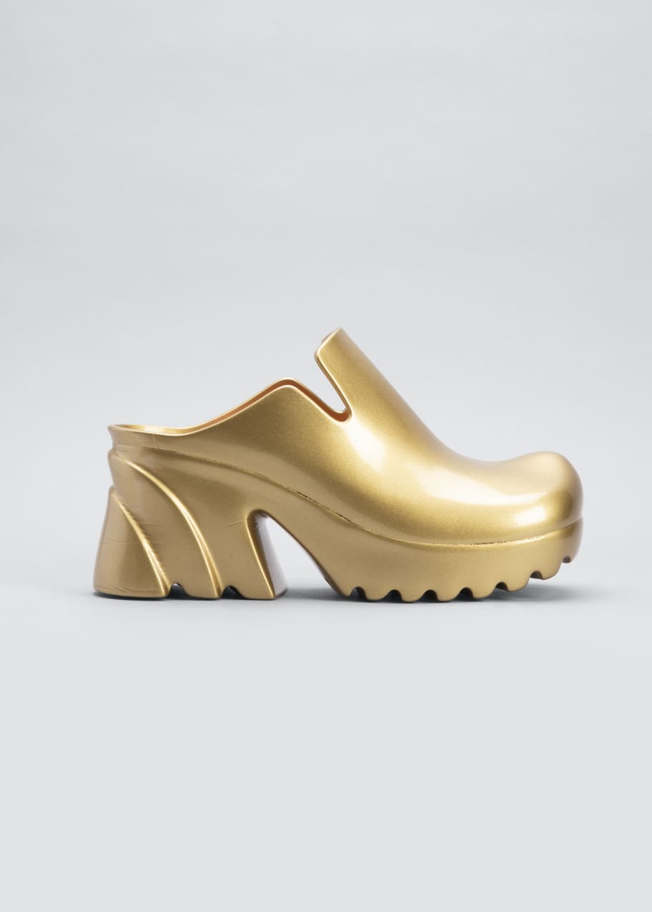 Bottega Veneta Flash Metallic Chunky Rubber Mules - Bergdorf Goodman