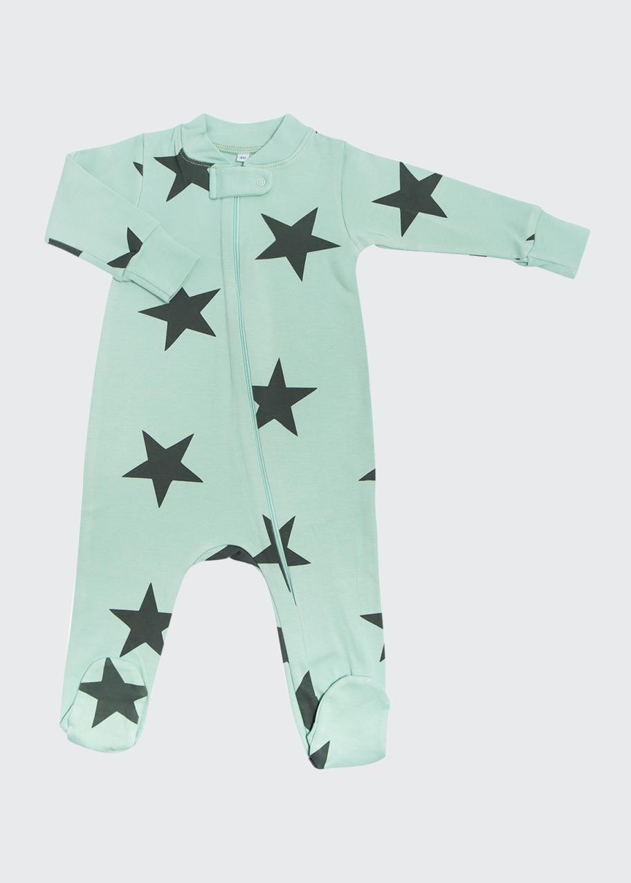 Sammy + Nat Kid's Bold Star Zipper Romper in Zanzibar Green, Size ...