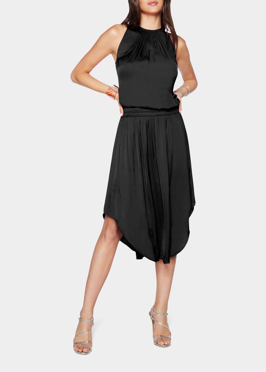 Ramy Brook Audrey High-Neck Smocked Midi Dress - Bergdorf Goodman