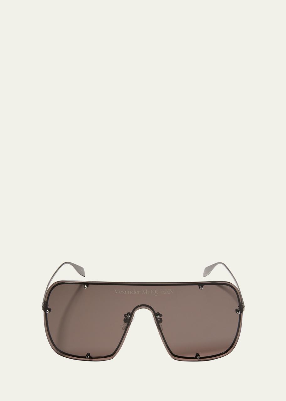 McQueen Studded Logo Metal Shield Sunglasses - Bergdorf Goodman display picture 2
