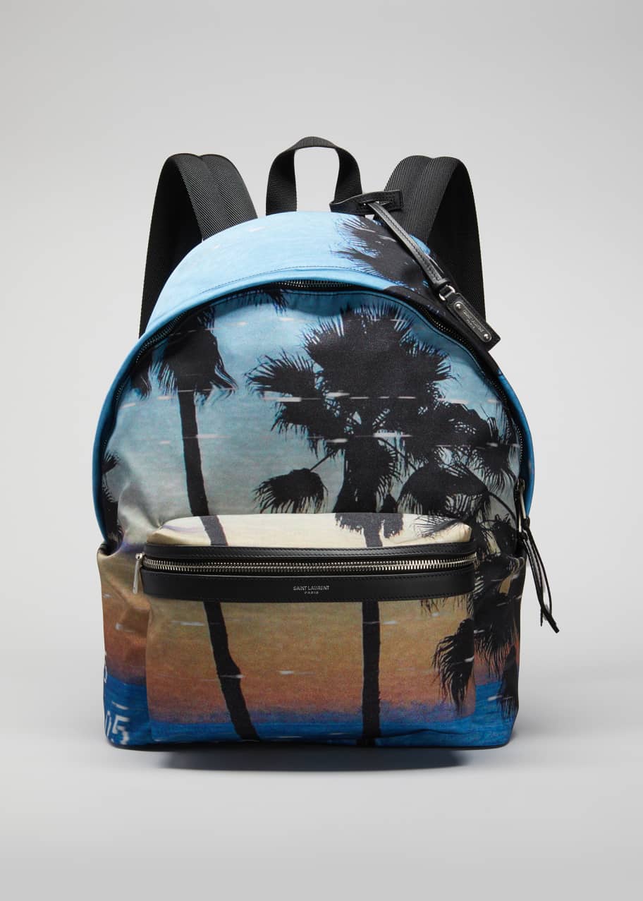 Saint Laurent Men s City Palm Tree Sunset Backpack Bergdorf Goodman