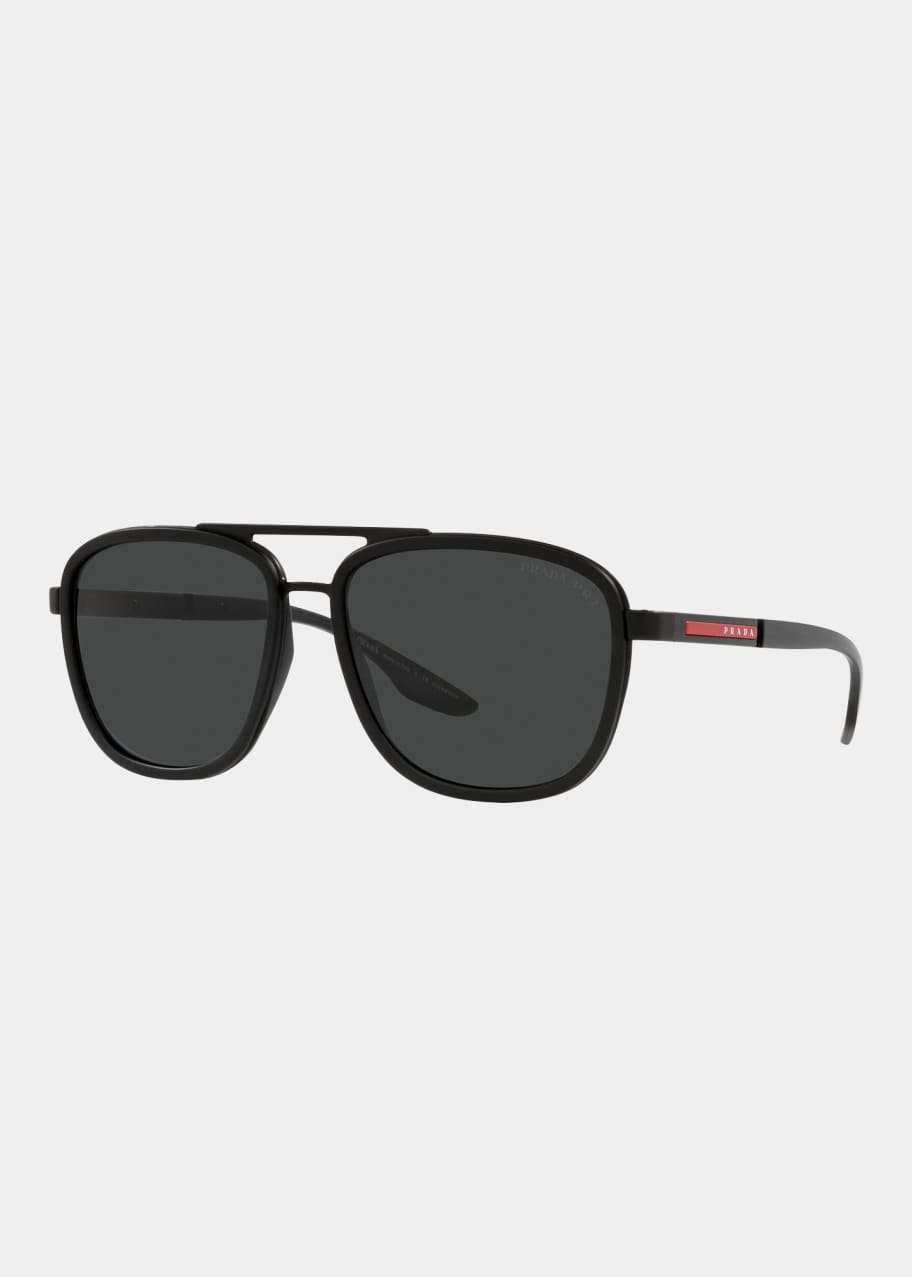 Prada Sport Men's Rounded Square DoubleBridge Sunglasses Bergdorf