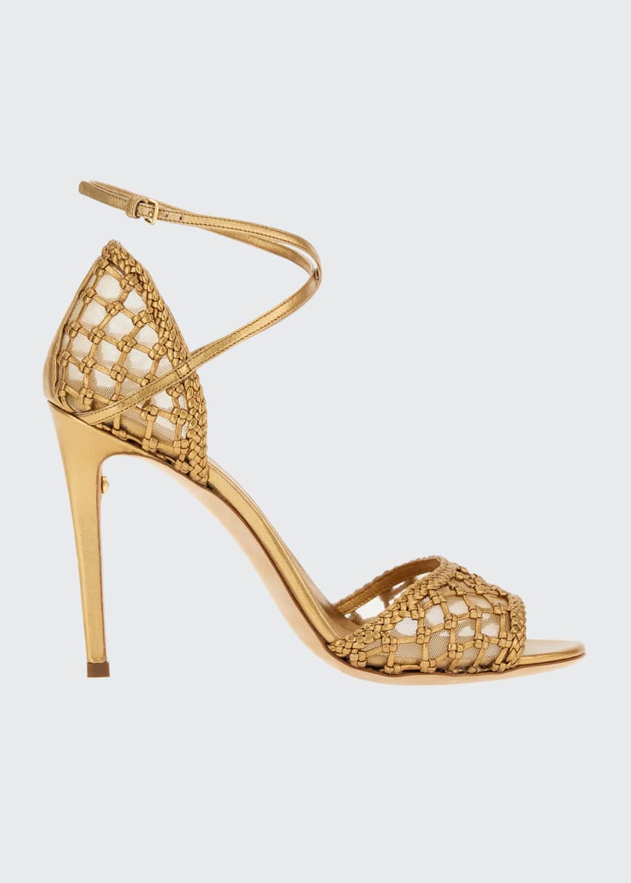 Ferragamo Metallic Knotted Ankle-Strap Sandals - Bergdorf Goodman