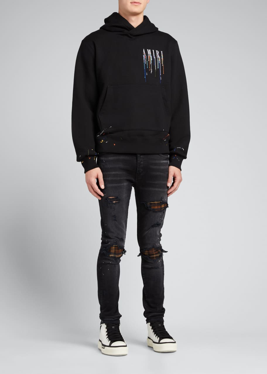Amiri Men's Paint-Drip Embroidered Logo Hoodie Bergdorf Goodman